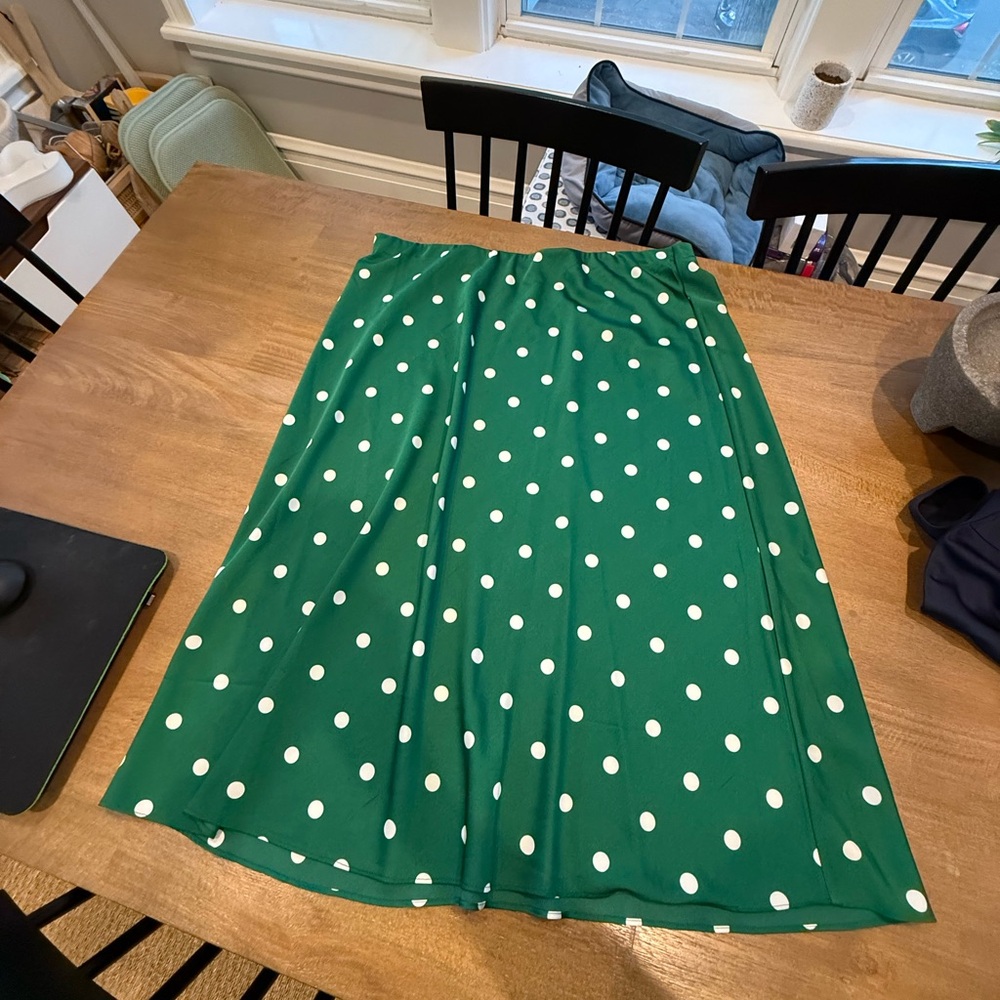 J.Crew Gwyneth Slip Skirt Green & White